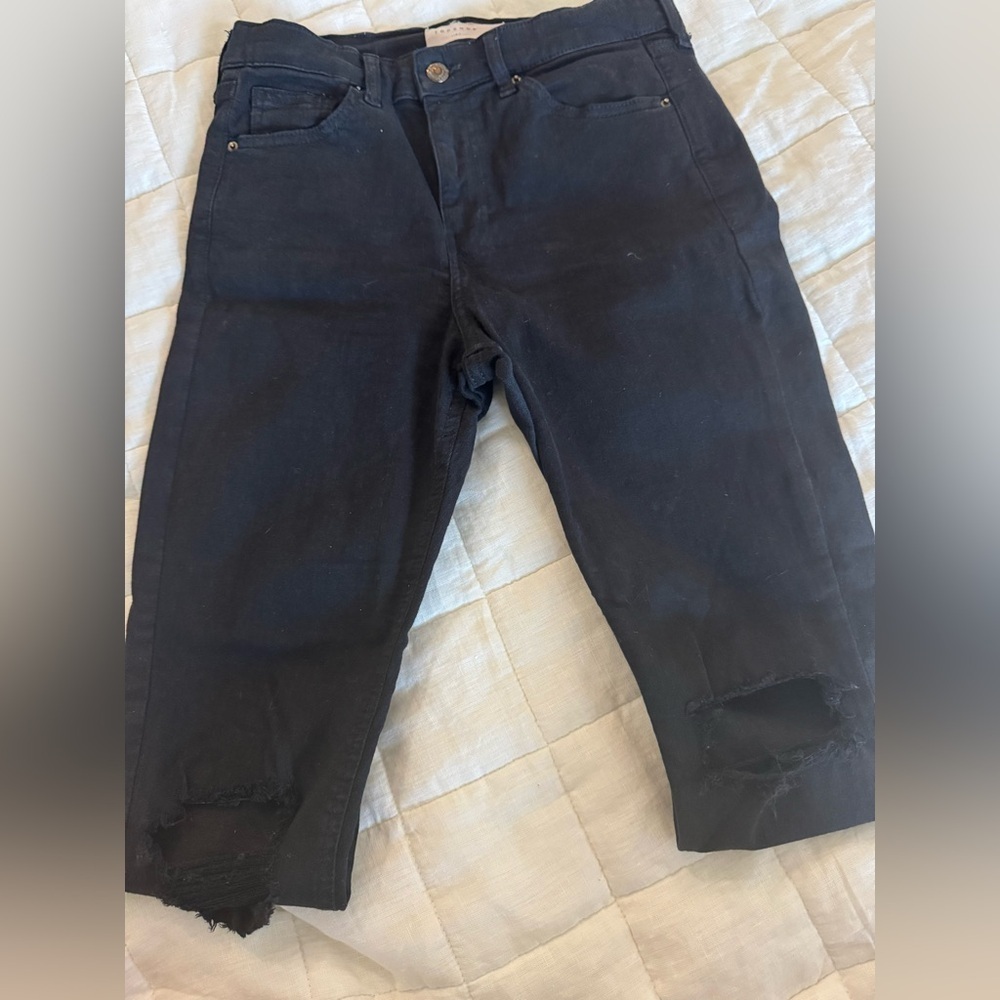 Topshop Distressed Black Skinny Jeans l 30P